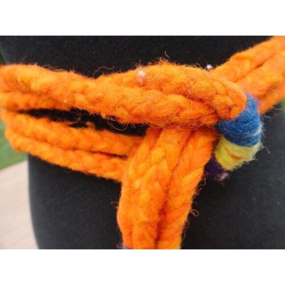 Vintage 1960\'s Handmade Flower Child Hemp Belt With Wool  Multi Colored Tassels main image 4